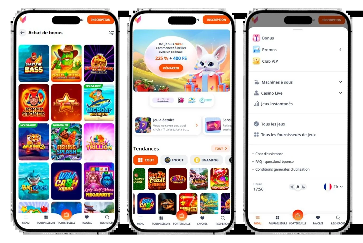 NIKA Casino sur smartphone : lobby, bonus et menu