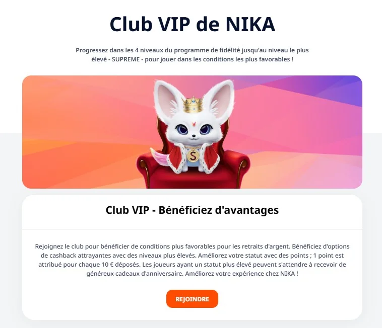 Programme de fidélité / VIP
